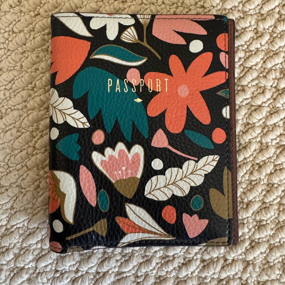 Fossil leather passport cover